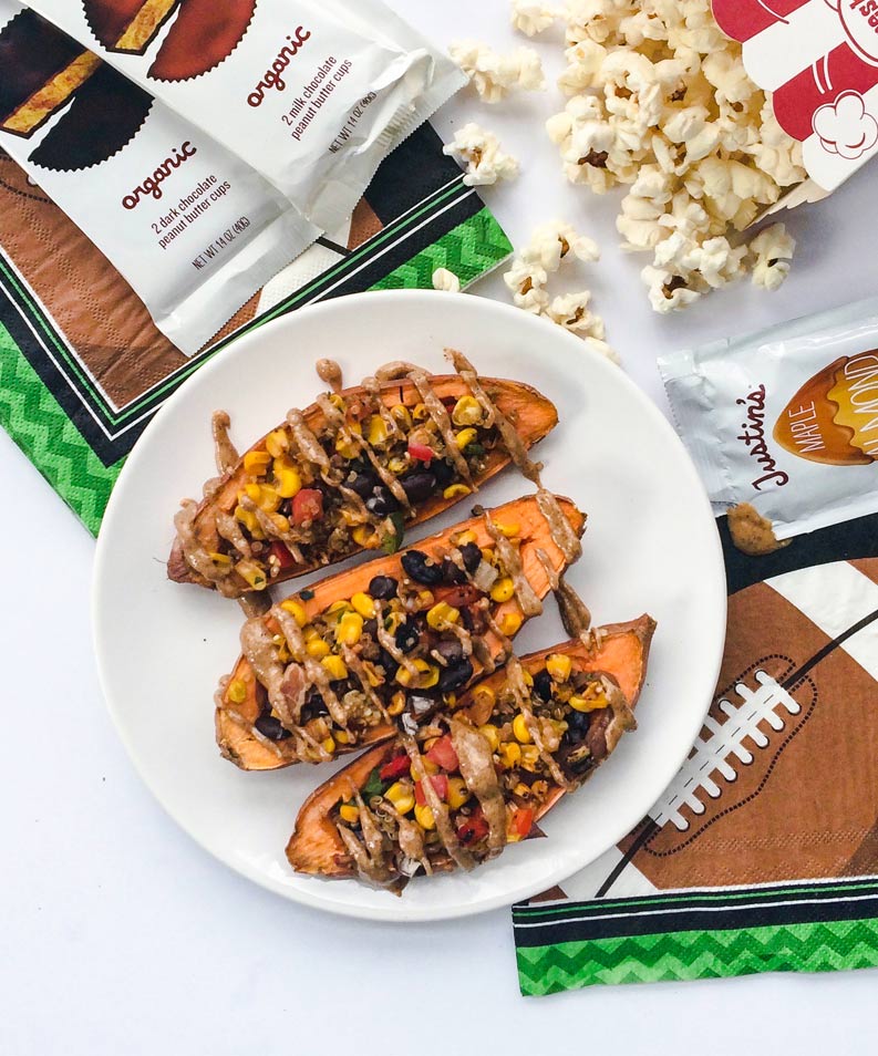 SWEET POTATO SKINS WITH MAPLE ALMOND BUTTER