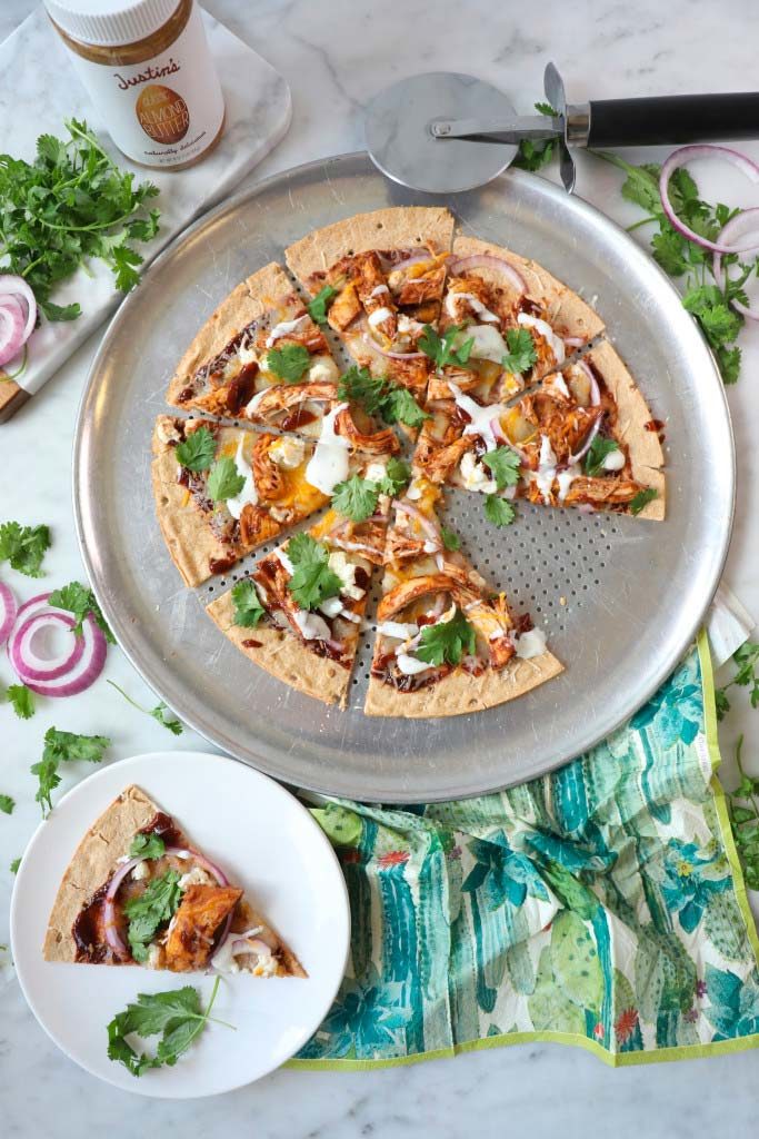 Almond butter BBQ chicken pizza recipe justins